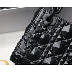 Dior Lady Dior Mini Bag In Black Calfskin with Diamond Motif 024