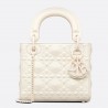 Dior Lady Dior Mini Bag In White Calfskin with Diamond Motif 060