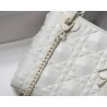 Dior Lady Dior Mini Bag In White Calfskin with Diamond Motif 060