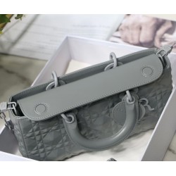 Dior Lady D-Joy Bag In Grey Calfskin with Diamond Motif 095