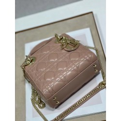 Dior Mini Lady Dior Bag In Blush Cannage Lambskin 735