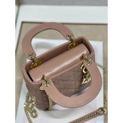 Dior Mini Lady Dior Bag In Blush Cannage Lambskin 735