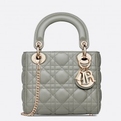 Dior Mini Lady Dior Bag In Grey Cannage Lambskin 769