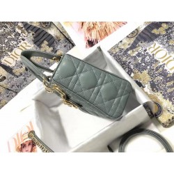 Dior Mini Lady Dior Bag In Grey Cannage Lambskin 769