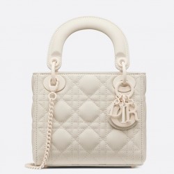 Dior Mini Lady Dior Bag In White Ultramatte Calfskin 832