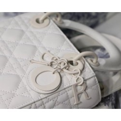 Dior Mini Lady Dior Bag In White Ultramatte Calfskin 832