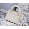 Dior Mini Lady Dior Bag In White Ultramatte Calfskin 832