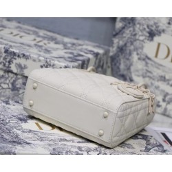 Dior Mini Lady Dior Bag In White Ultramatte Calfskin 832