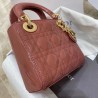 Dior Mini Lady Dior Bag In Beige Patent Calfskin 863