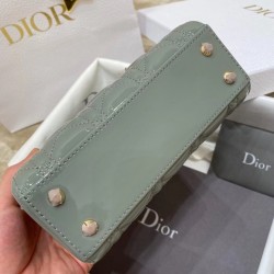 Dior Mini Lady Dior Bag In Grey Patent Calfskin 890