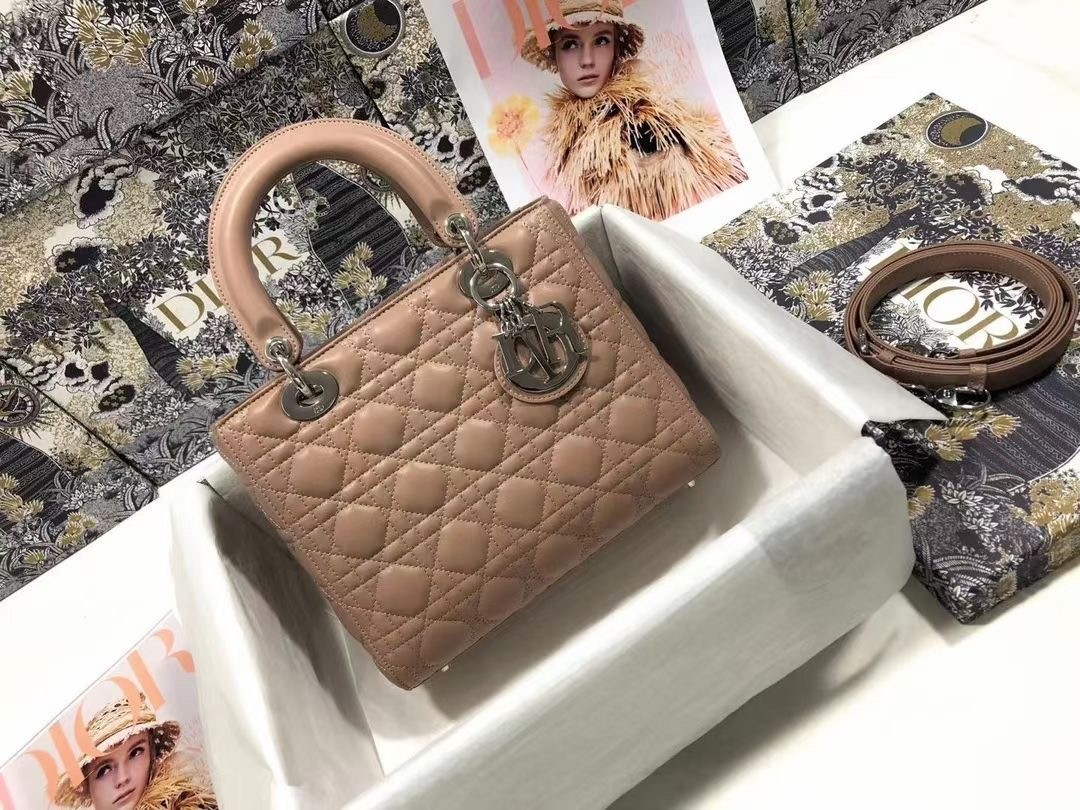 Dior Medium Lady Dior Bag In Blush Cannage Lambskin 903