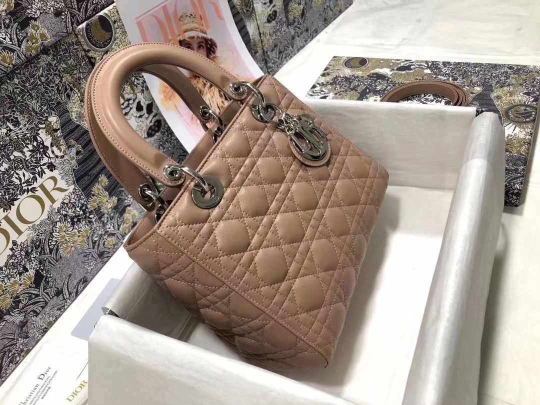 Dior Medium Lady Dior Bag In Blush Cannage Lambskin 903