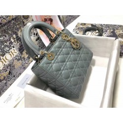 Dior Medium Lady Dior Bag In Grey Cannage Lambskin 265