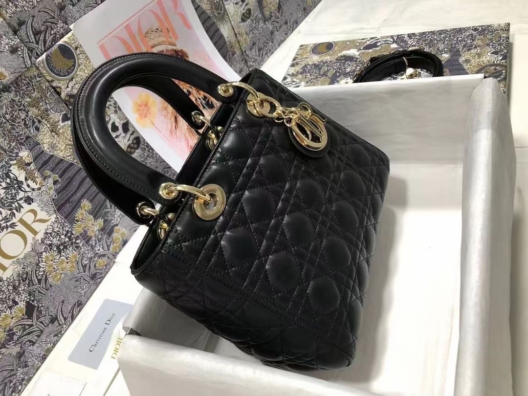 Dior Medium Lady Dior Bag In Black Cannage Lambskin 298