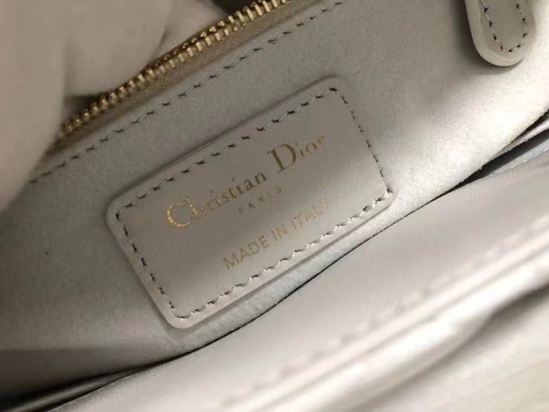 Dior Medium Lady Dior Bag In White Cannage Lambskin 347