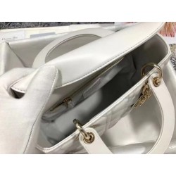 Dior Medium Lady Dior Bag In White Cannage Lambskin 347