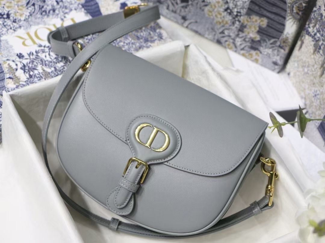 Dior Medium Bobby Bag In Grey Calfskin 541