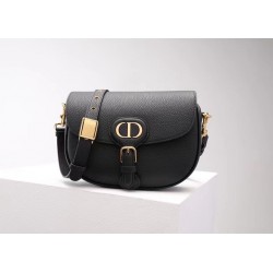 Dior Medium Bobby Bag In Black Grained Calfskin 648