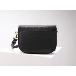 Dior Medium Bobby Bag In Black Grained Calfskin 648