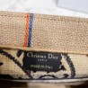 Dior Small Book Tote Bag In Beige Jute Canvas with Dior Union Motif 831