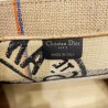 Dior Medium Book Tote Bag In Beige Jute Canvas with Dior Union Motif 870