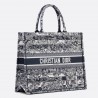 Dior Large Book Tote Bag In Blue Toile de Jouy Stripes Embroidery 935