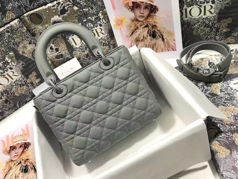 Dior Medium Lady Dior Bag In Grey Ultramatte Calfskin 962