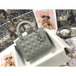 Dior Medium Lady Dior Bag In Grey Ultramatte Calfskin 962