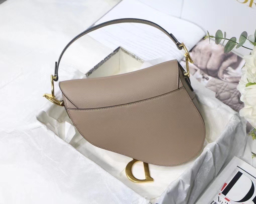 Dior Saddle Bag In Warm Taupe Grained Calfskin 658