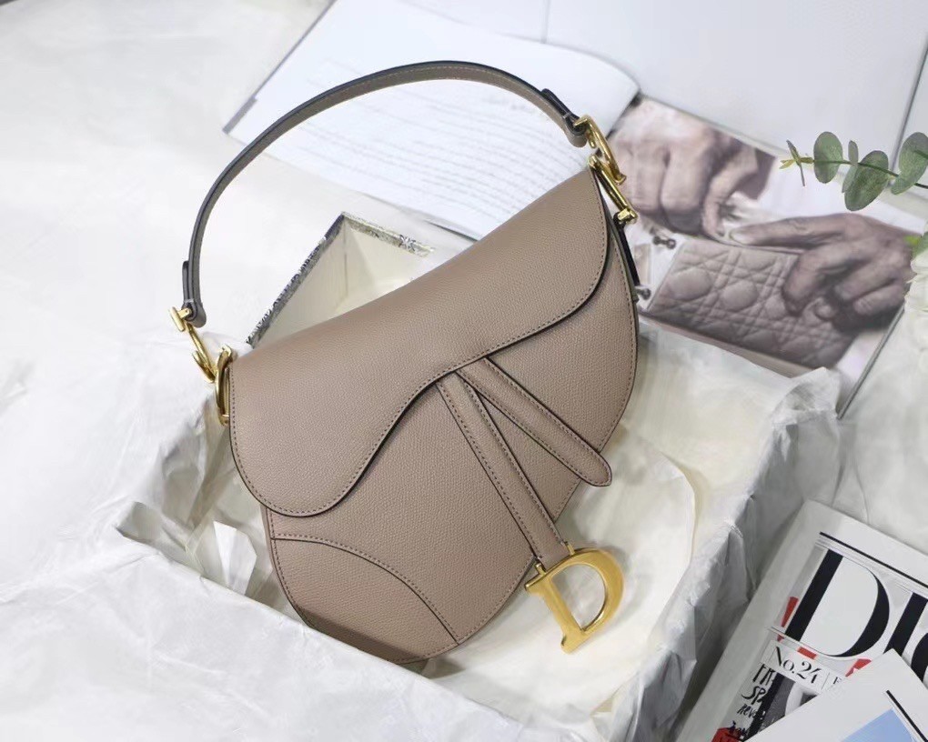 Dior Saddle Bag In Warm Taupe Grained Calfskin 658