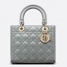 Dior Medium Lady Dior Bag In Grey Patent Cannage Calfskin 877