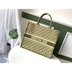 Dior Book Tote Bag In Green Oblique Canvas 664