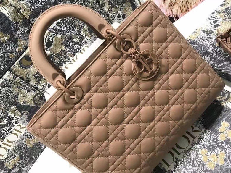 Dior Large Lady Dior Bag In Blush Ultramatte Calfskin 349