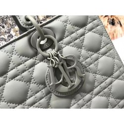 Dior Large Lady Dior Bag In Grey Ultramatte Calfskin 840