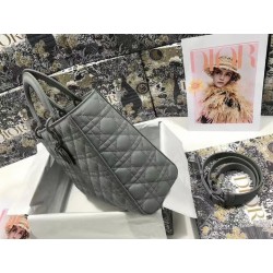 Dior Large Lady Dior Bag In Grey Ultramatte Calfskin 840