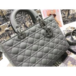 Dior Large Lady Dior Bag In Grey Ultramatte Calfskin 840