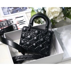 Dior Small Lady Dior My ABCDior Bag In Black Diamon Calfskin 055