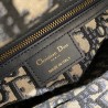 Dior Medium Lady Dior Bag In Wicker and Blue Oblique Jacquard 138