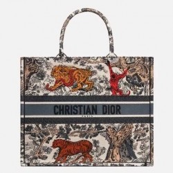 Dior Book Tote Bag In Multicolour Toile De Jouy 685