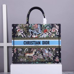 Dior Large Book Tote In Blue D-Constellation Embroidery  248