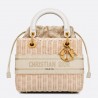 Dior Medium Lady Dior Bag In Wicker and White Oblique Jacquard 826