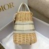 Dior Medium Lady Dior Bag In Wicker and White Oblique Jacquard 826