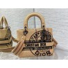 Dior Medium Lady D-Lite Bag In Beige Jute Canvas with Dior Union Motif 947