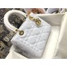 Dior Medium Lady D-Lite Bag In White Macrocannage Technical Fabric 245