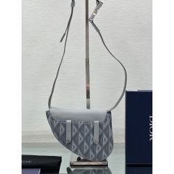 Dior Men's Mini Saddle Bag In Gray CD Diamond Canvas 761