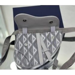 Dior Men's Mini Saddle Bag In Gray CD Diamond Canvas 761