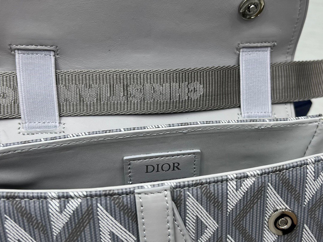 Dior Men's Mini Saddle Bag In Gray CD Diamond Canvas 761