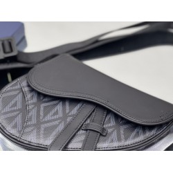 Dior Men's Mini Saddle Bag In Black CD Diamond Canvas 831