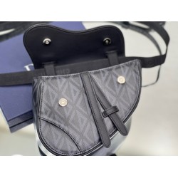 Dior Men's Mini Saddle Bag In Black CD Diamond Canvas 831