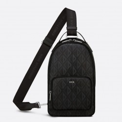 Dior Mini Rider Sling Bag In Black CD Diamond Canvas 270